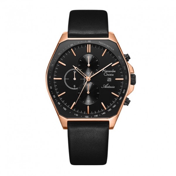 Alexandre Christie AC 6648 Rosegold Brown Leather MCLBRBA